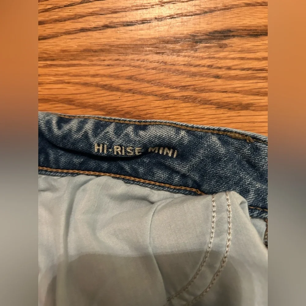 American Eagle Women's 6 Western Y2K Distressed Blue High Rise Mini Denim Skirt